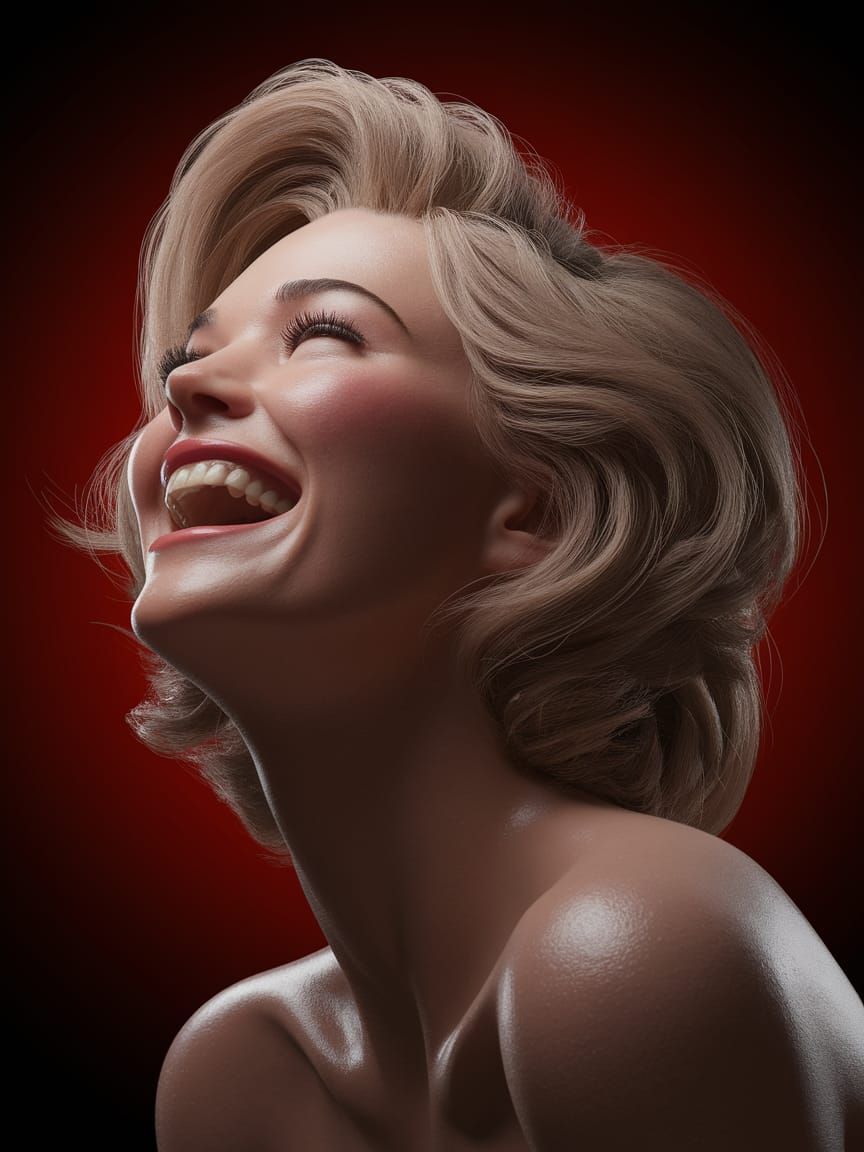 Radiant Woman's Joyful Laughter in Vivid Detail