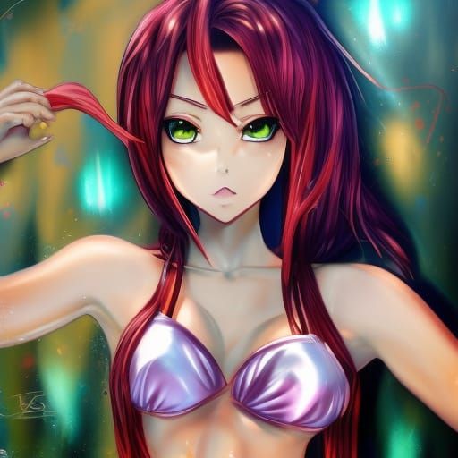 Anime Bikini Woman in Graffiti Art Style