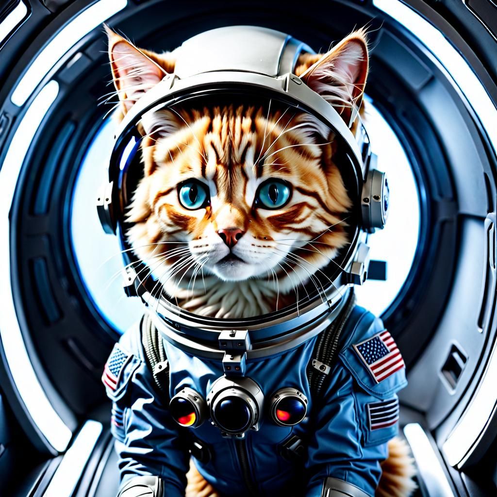 Siberian Kitten in Spacesuit: Hyperrealistic 8K Portrait