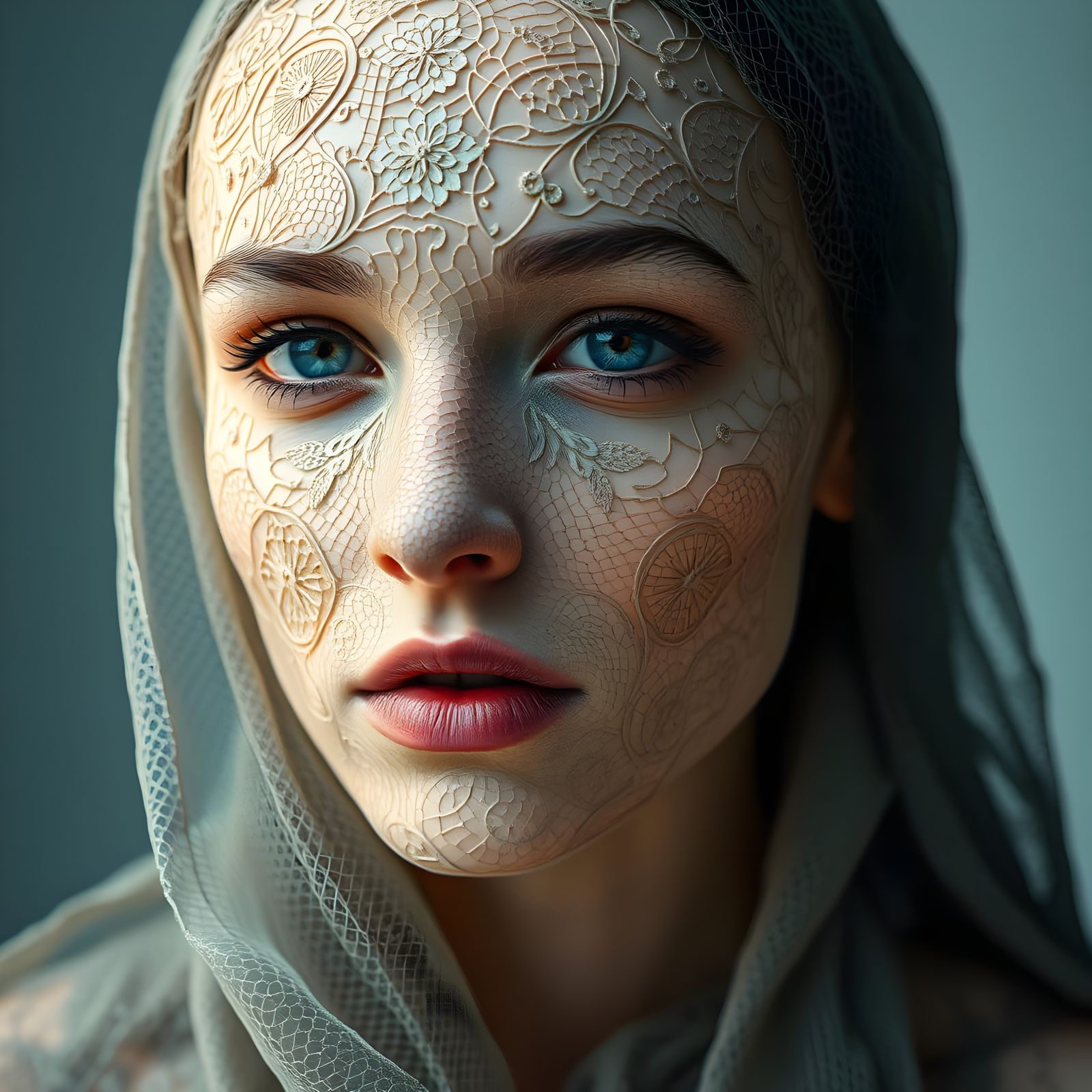 Ethereal Lace Beauty in Hyperrealistic Style