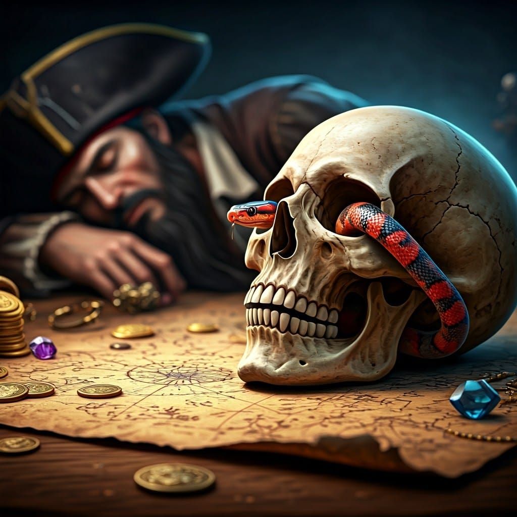 Coral Snake in Skull: Dark Mystical Realism