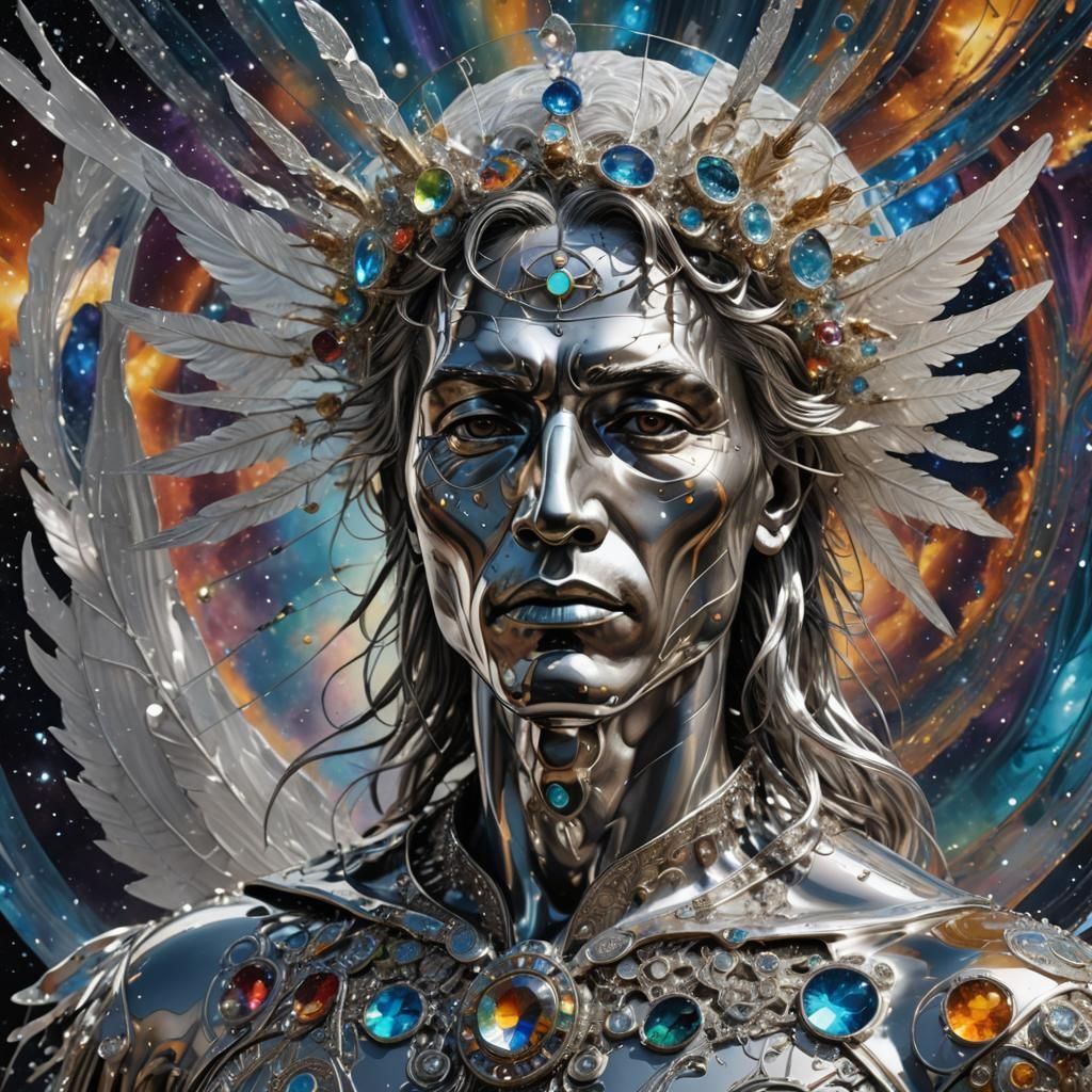 Metallic Angel Medicine Man in Fractal Cosmic Vortex