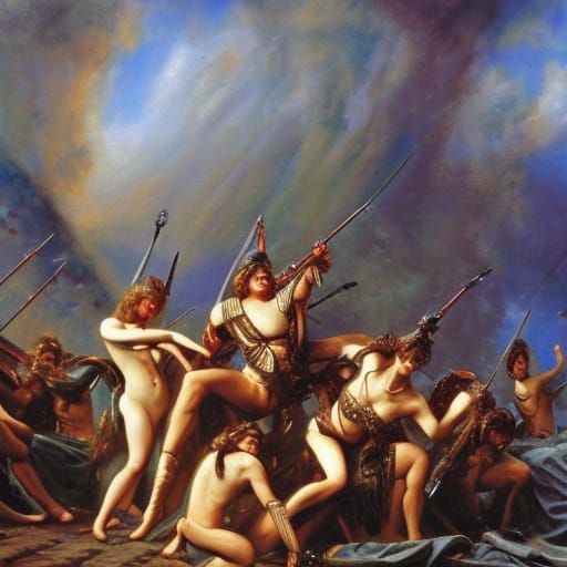 Valkyries Dance: Baroque Oil Painting