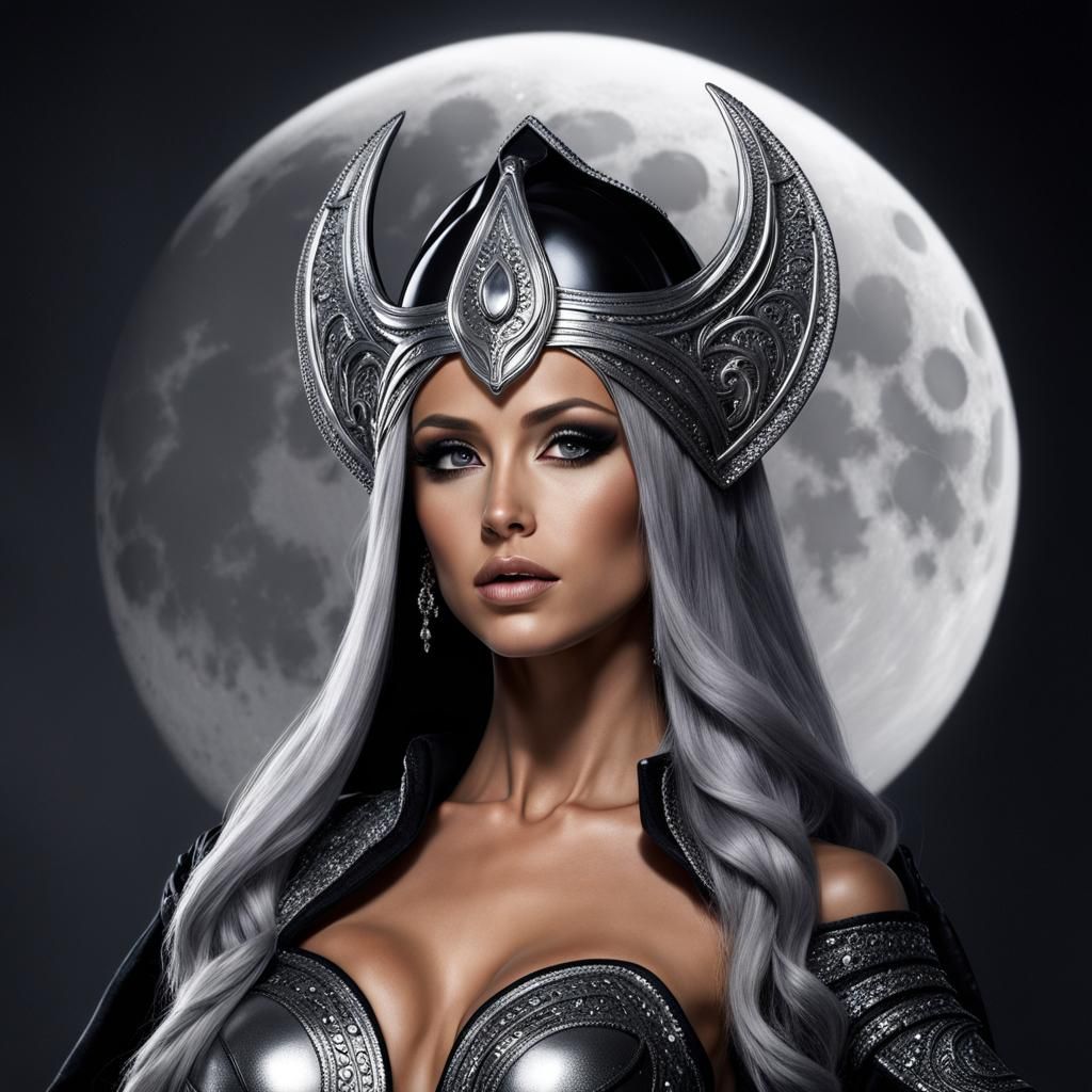 Moon Elf Priestess in Gloomy Temple, Ultra-Realistic