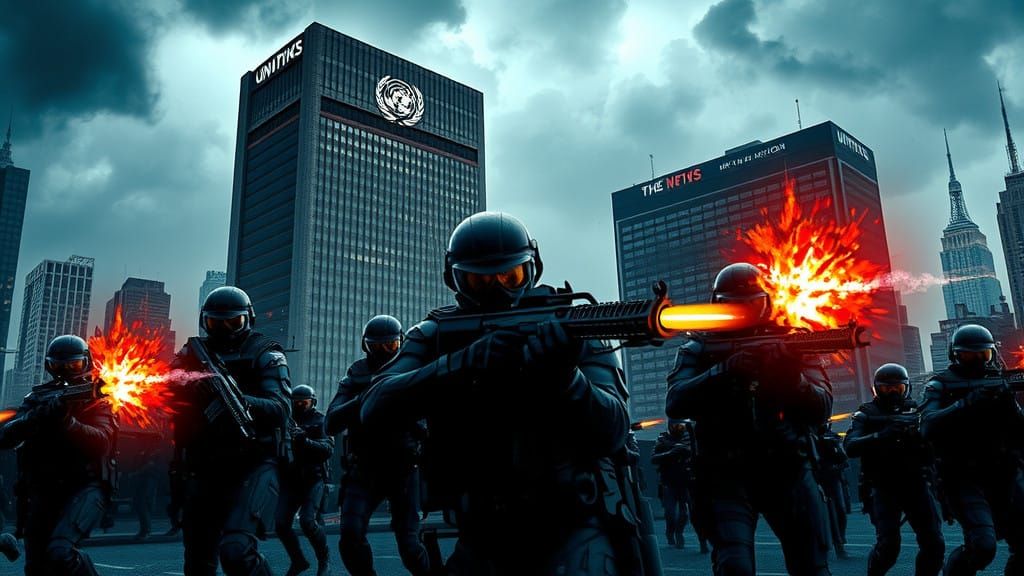 Super Villains Invade the United Nations in Futuristic Battl...