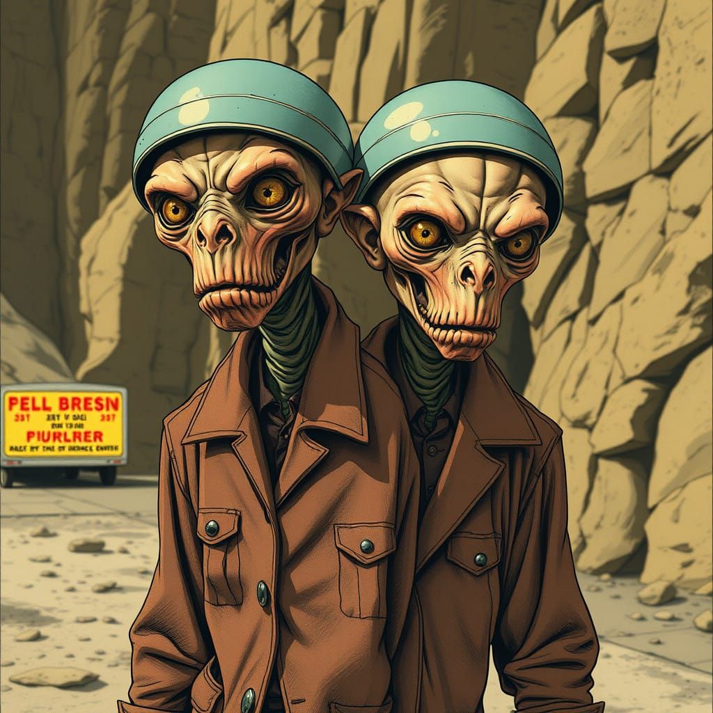 Retrofuturistic Dobbelganger in Vintage Manga Style