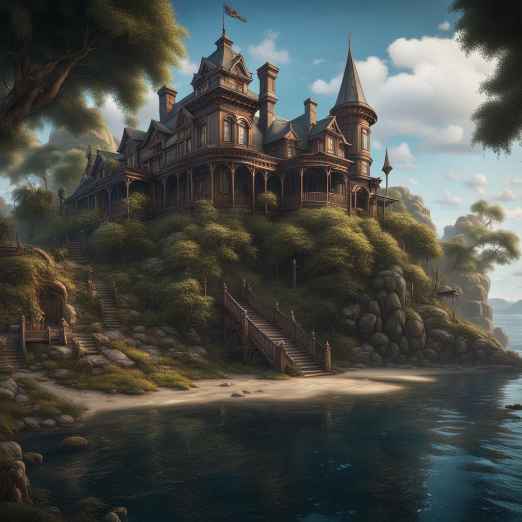 Fantastical Victorian Era Island Concept Art