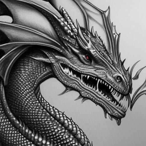 Intricate Christmas Dragon in Hyperrealistic Charcoal Style