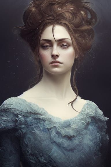 Victorian Woman Portrait in Dark Fantasy Concept Art