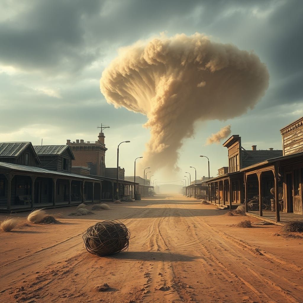 Desolate Ghost Town Tornado Inspired by Ash Thorp