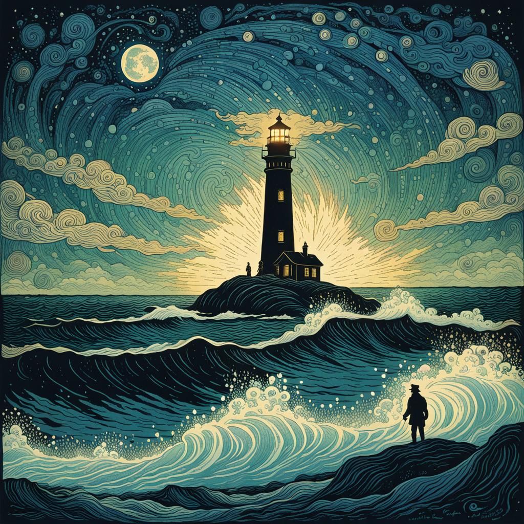 Lighthouse Keeper's Secret in Silhouette Animation Style