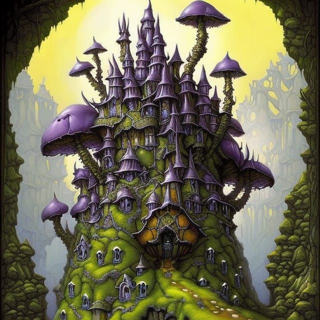 Fairytale Shroompunk Castle in Lavender Toadstool Lowland
