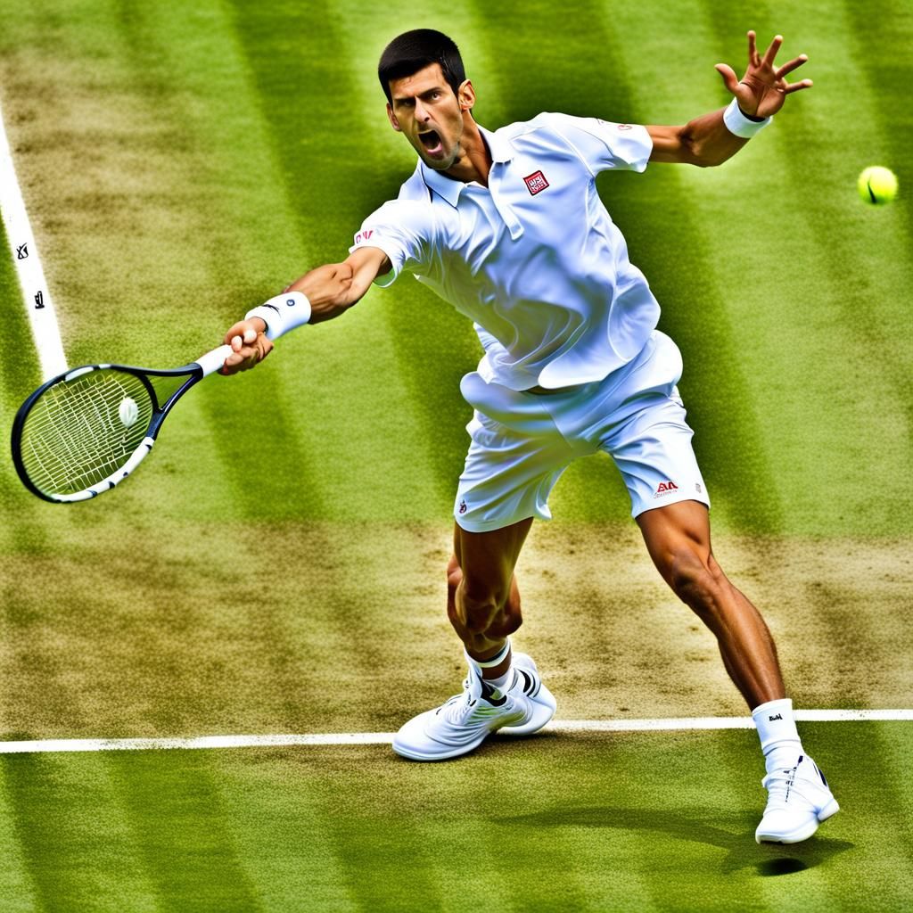 Tennis Player in Energetic Wimbledon Match