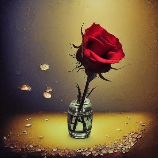 A Crystalized Rose in Warm, Golden Light