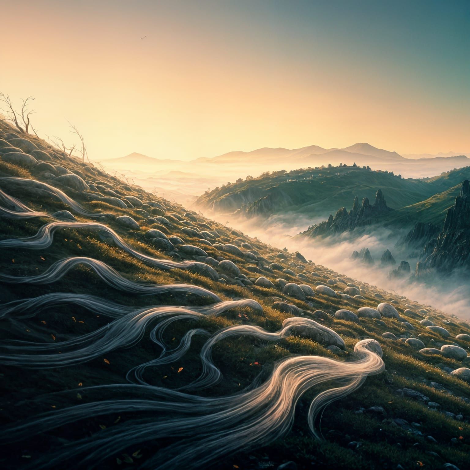 Ethereal Fantasy Landscape in Kinkade Style