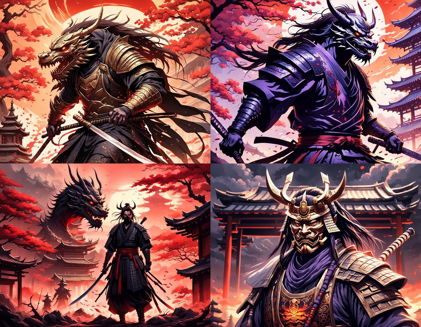 Cyberpunk Samurai in Bloody Battle, Dark Fantasy Concept Art