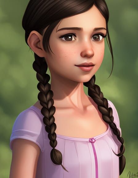Girl with French Braid: Hyperdetailed Portrait