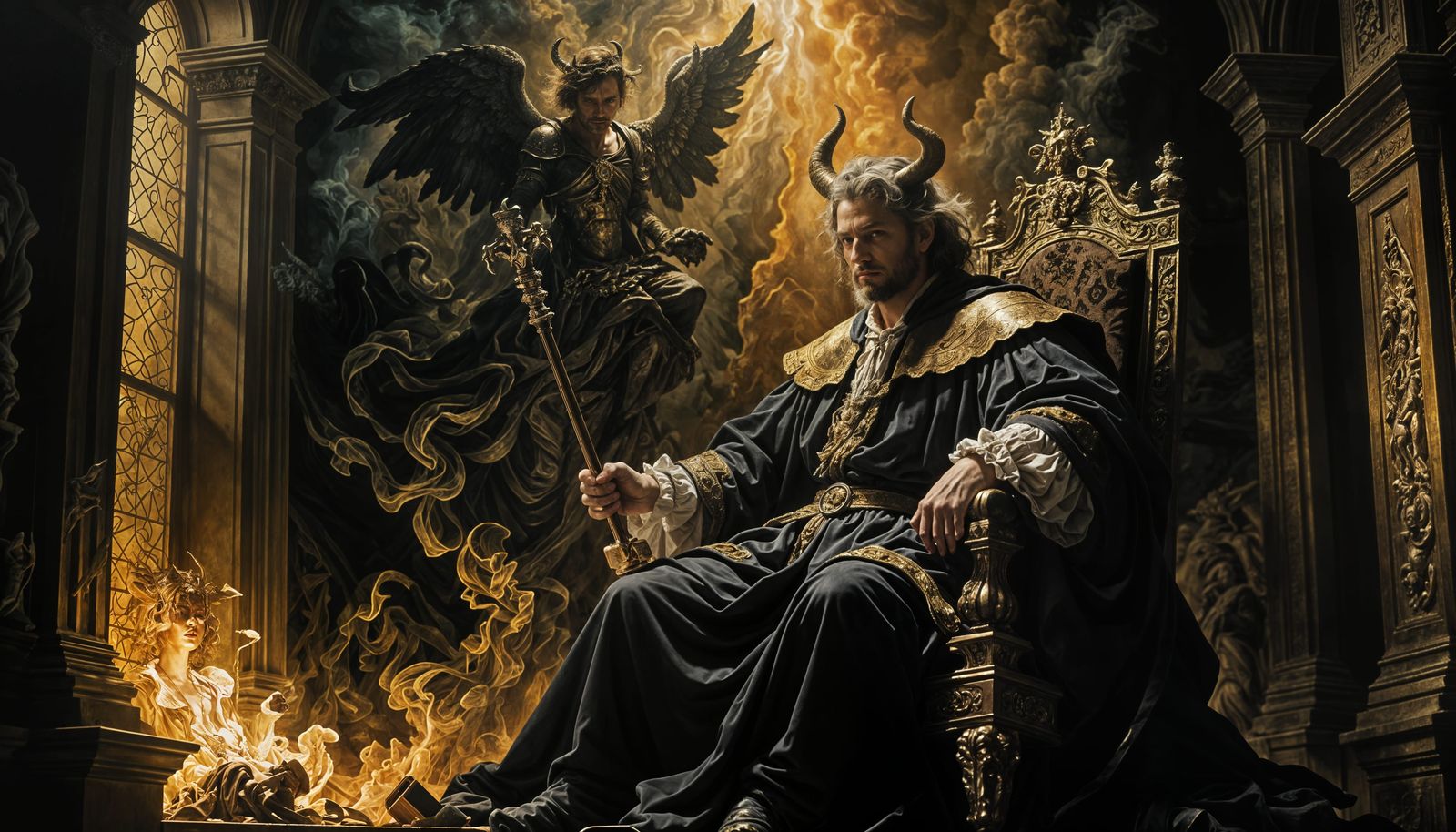 Lucifer in Baroque Style Oil Painting