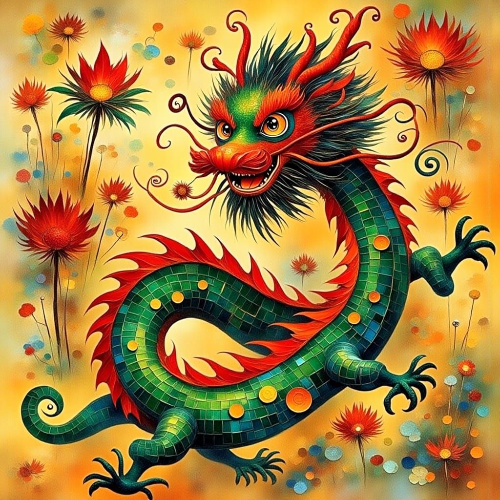 Intricate Chinese Dragon Digital Rendering