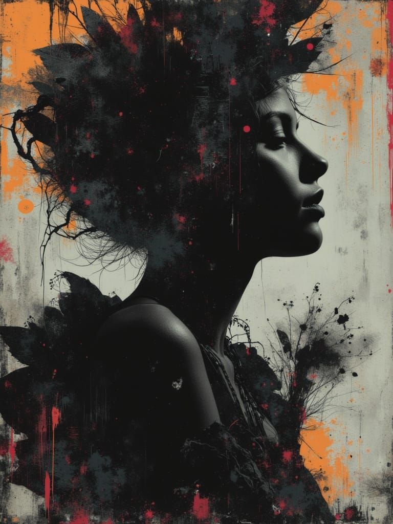 Surreal Gothcore Portrait with Moody Colors