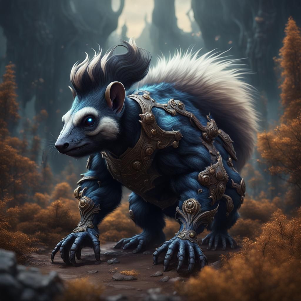 Detailed Skunk Golem Fantasy Concept Art