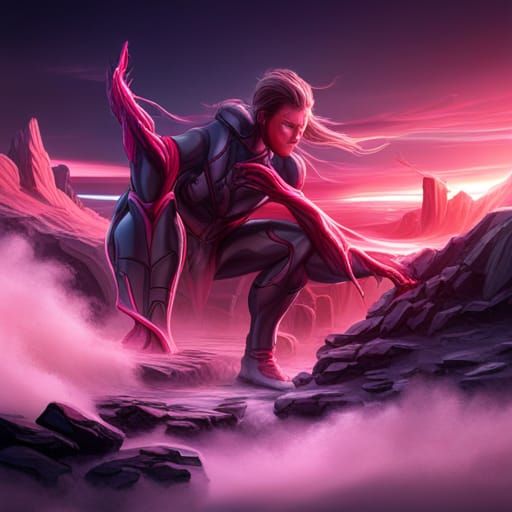 Muscular Pink Symbiote in Fantasy Concept Art Style