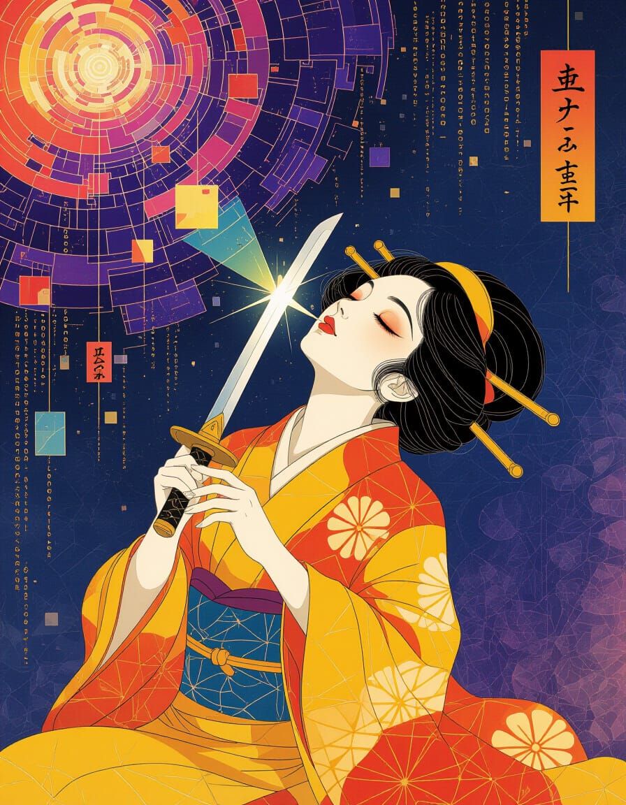 Sword Swallower as Nebula in Dreamlike Surrealism