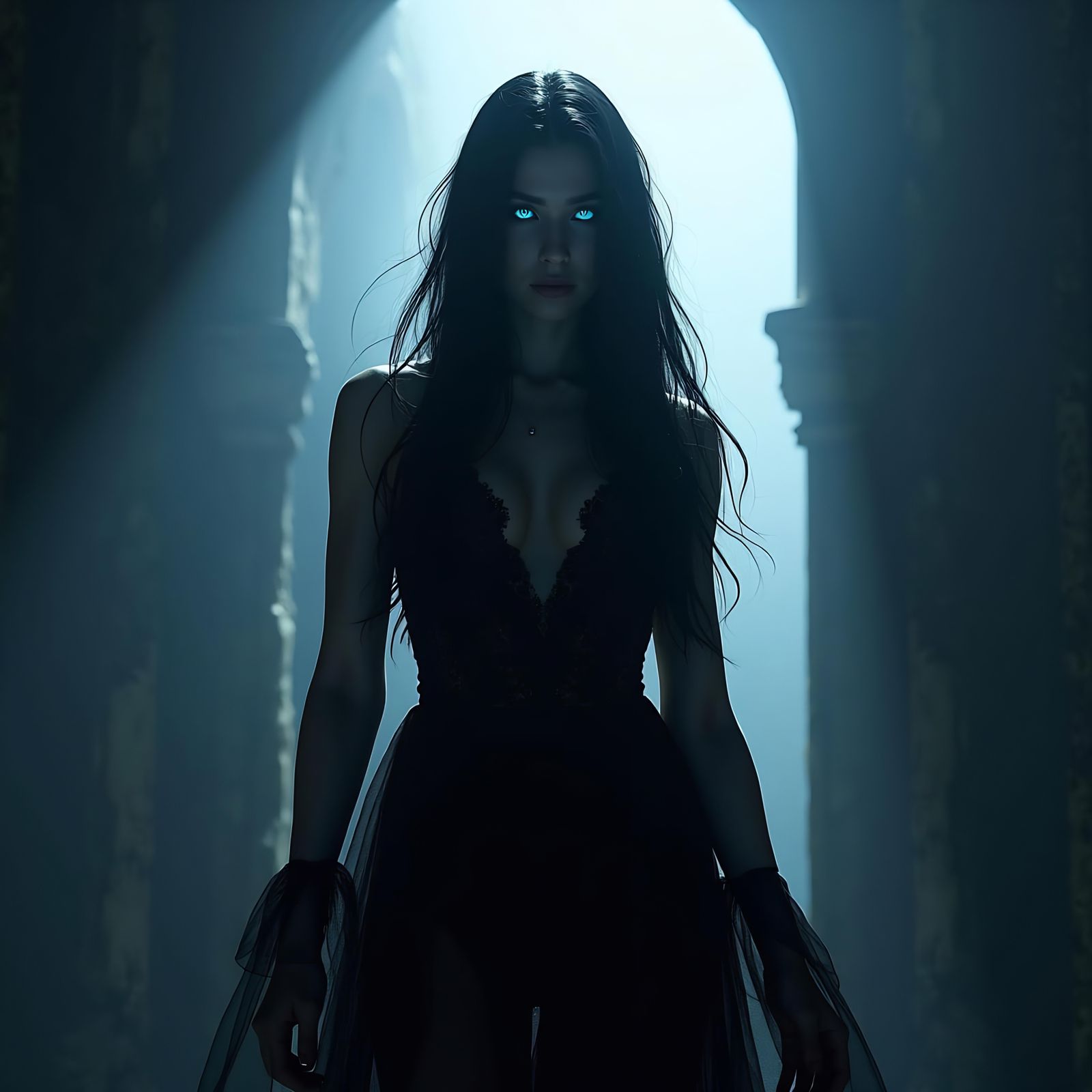 Woman Emerging from Darkness: Fantasy Concept Art