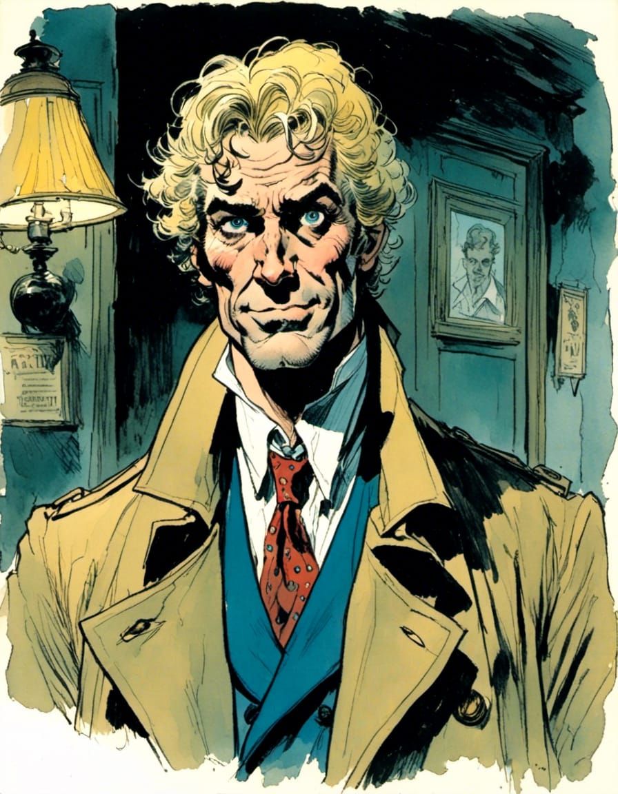 British Man Portrait in Comic Book Style