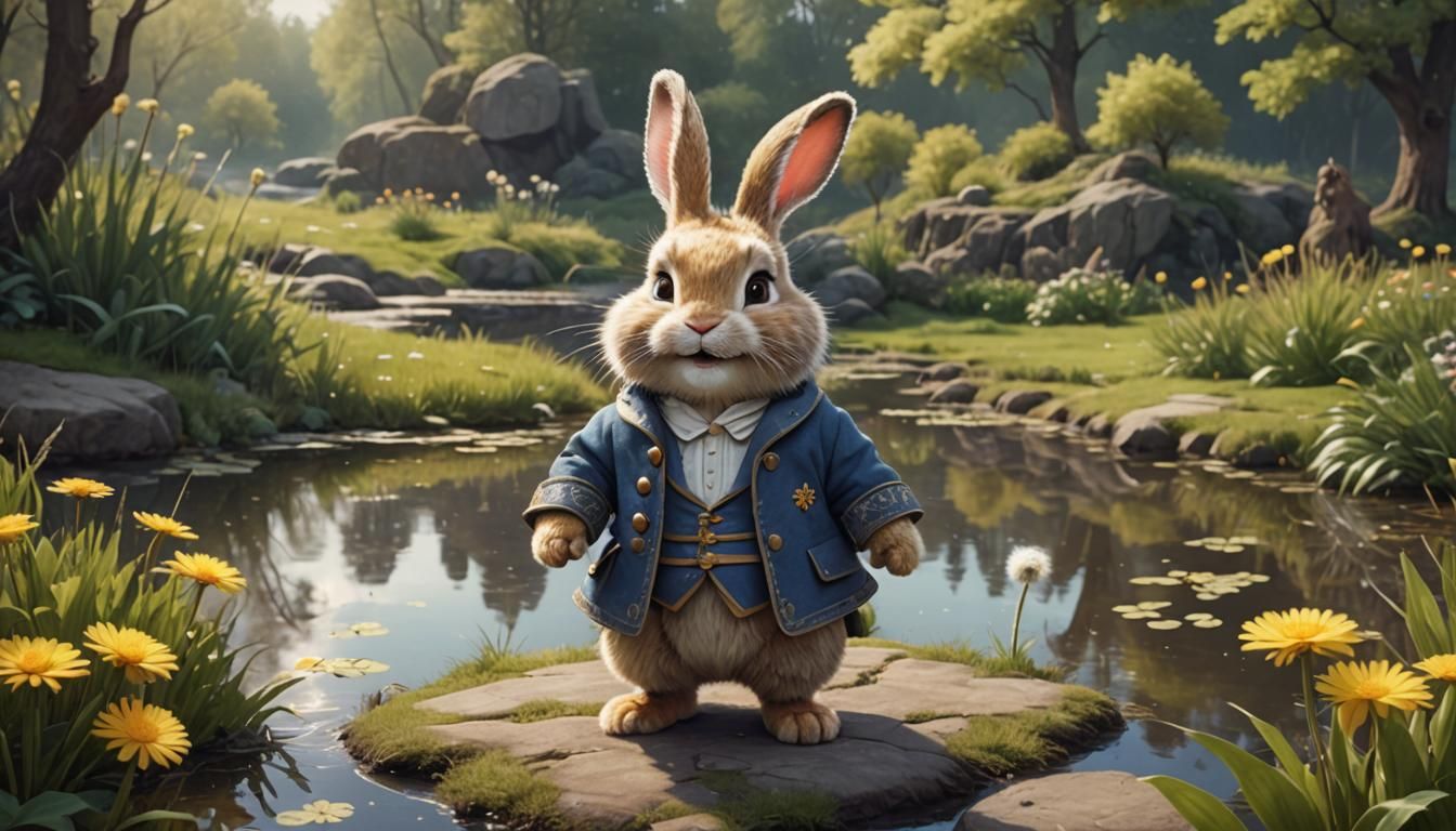 Adorable Happy Bunny Prince in Pixar Style