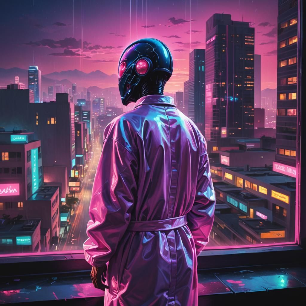 Alien Gazes at Los Santos: Synthwave Neon Cityscape
