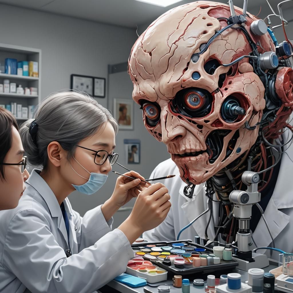 Doctor Examining Retinoblastoma in Anime Style