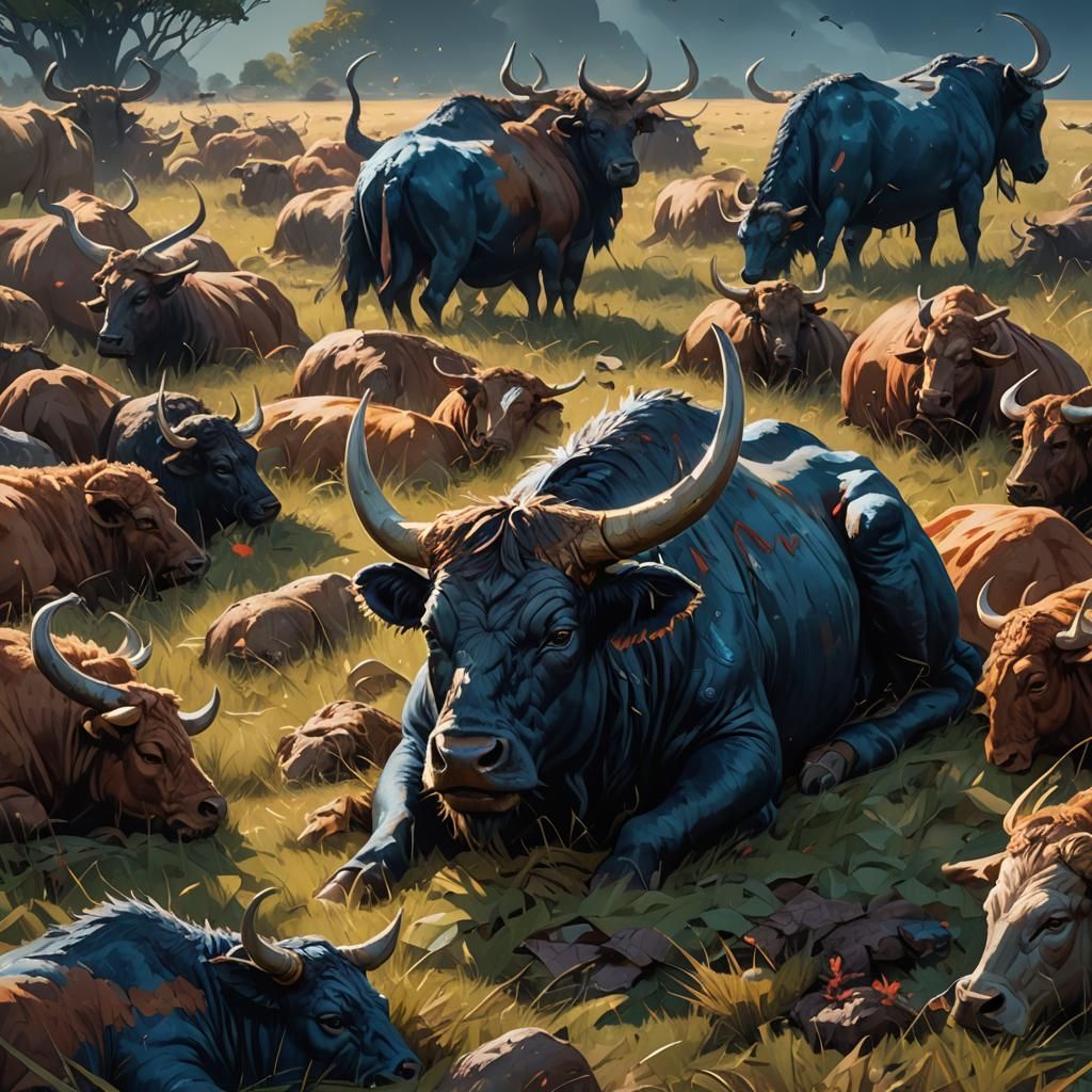 Fallen King Among Beasts: Hyperrealistic Digital Art