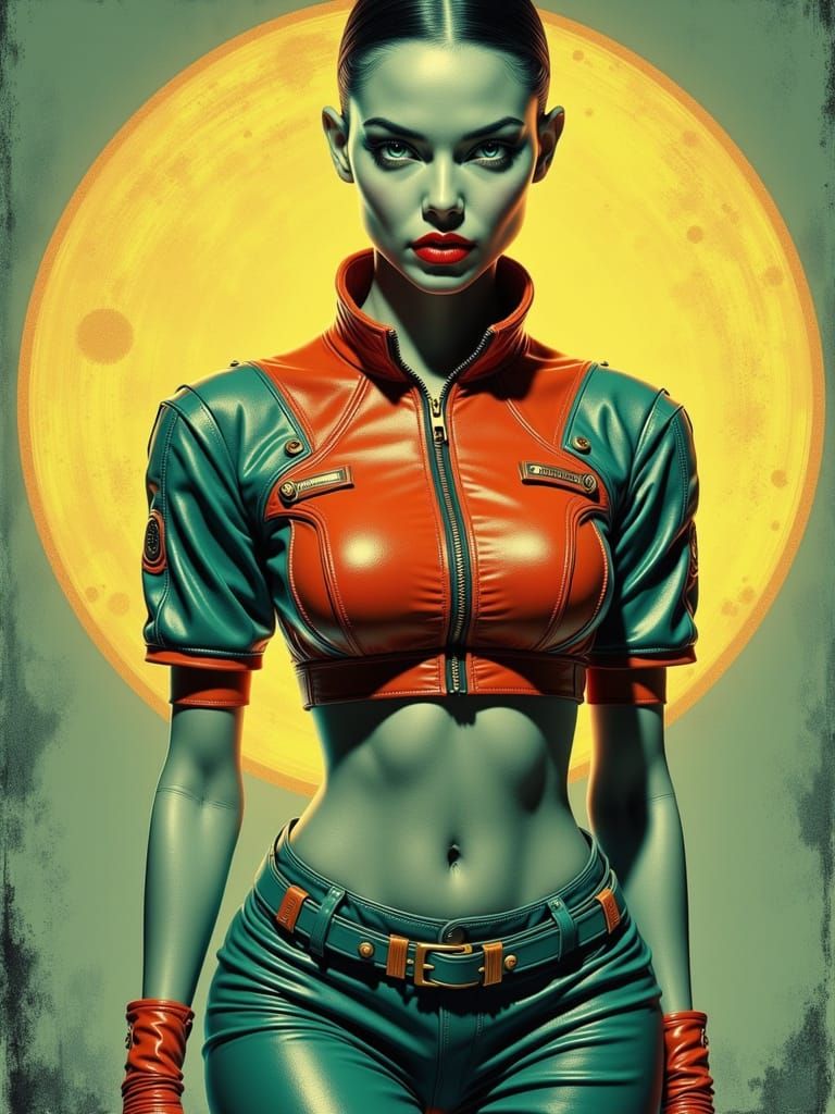 an alien female, form-fitting uniform, almond black eyes, slim athletic build, blue skin, textured

64k 128k megapixels,...