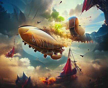 Fantasy Airship Plunge in High Definition