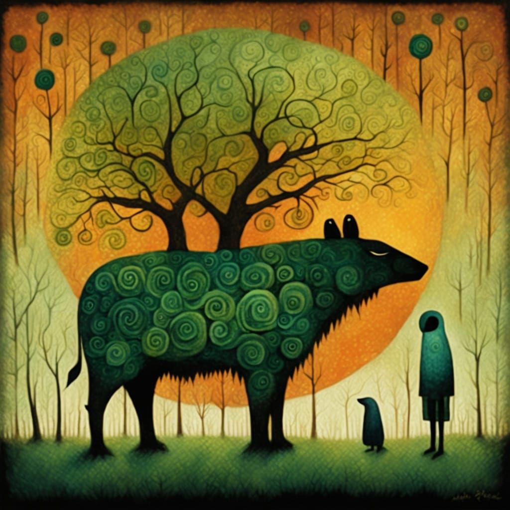 Autumnal Regret in Vibrant Oranges and Greens