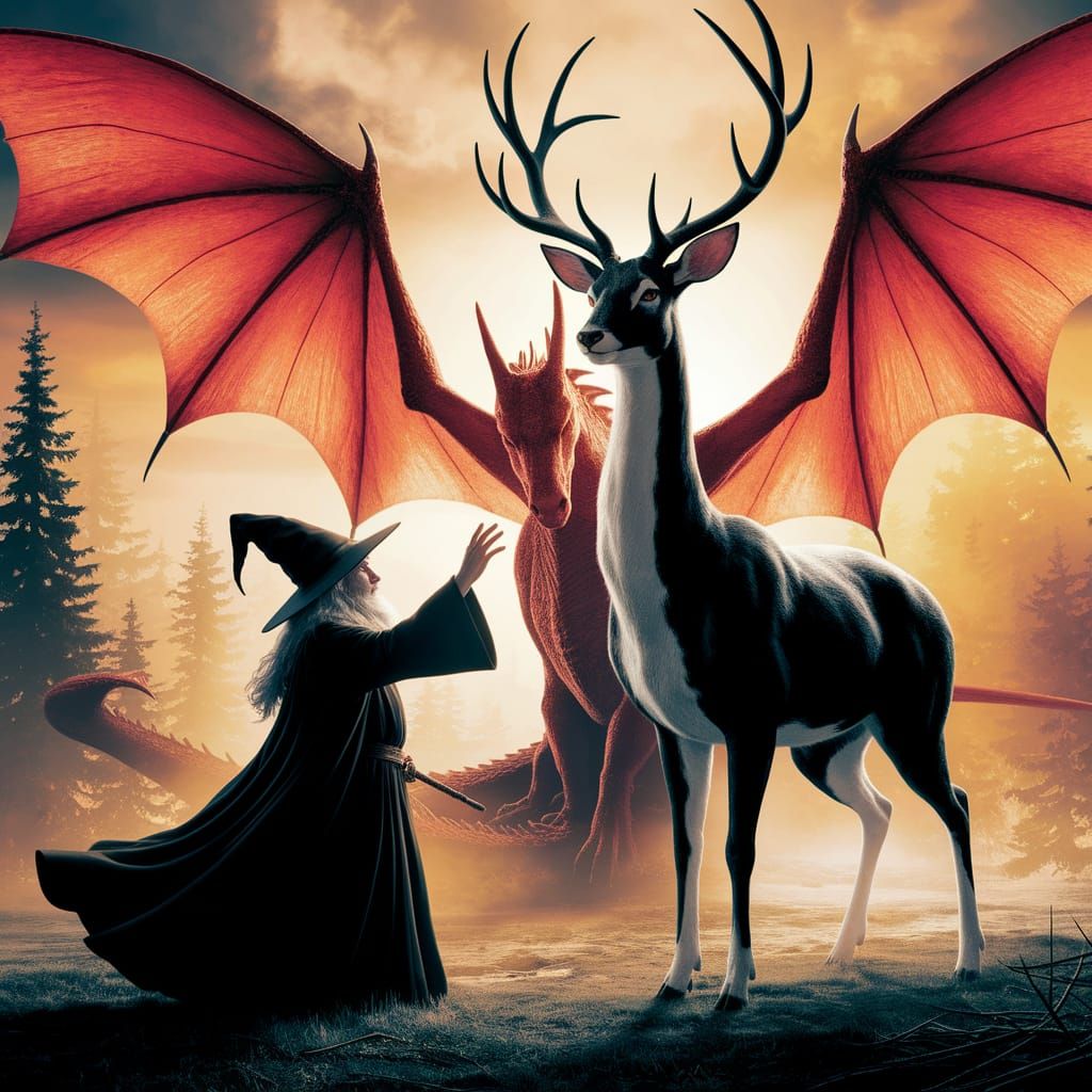 Wizard Creates Cat-Deer Hybrid, Dragon Asleep