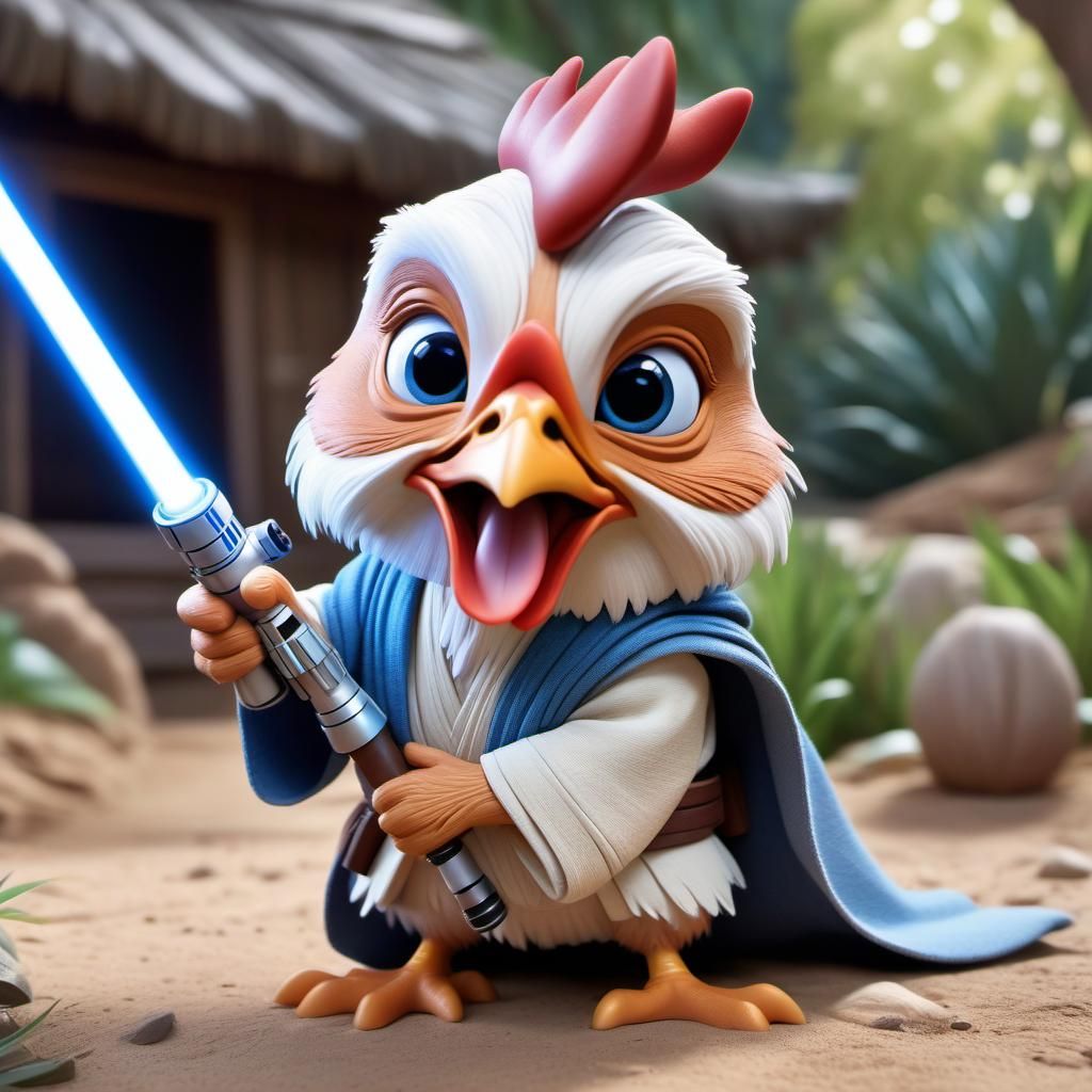 Rooster Obi-Wan Kenobi Caricature in 3D Digital Art