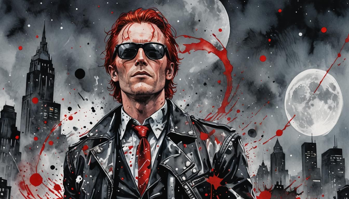 Red-Haired Man in Gotham, Comic Book Art Style