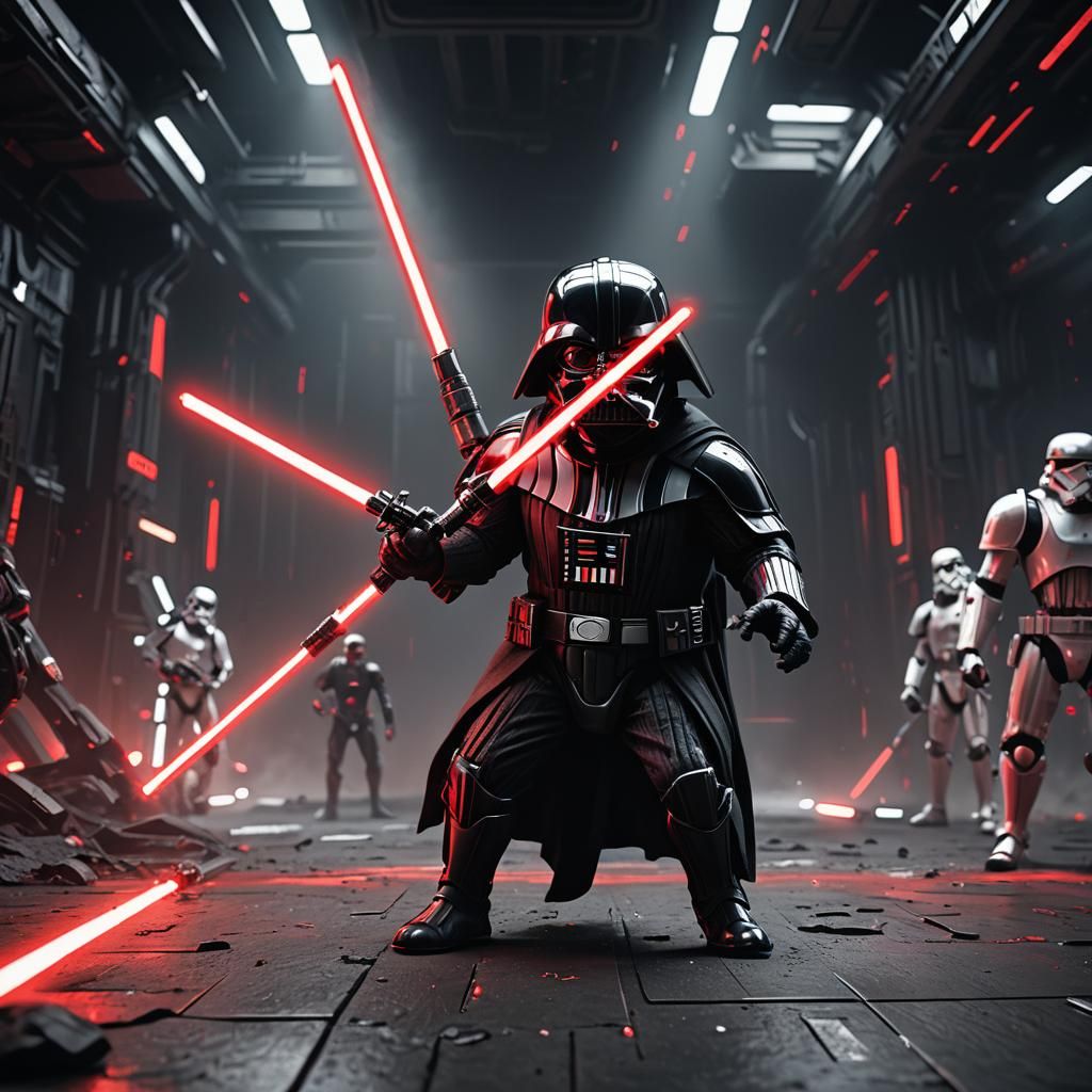 Darth Vader Pug with Lightsaber in 3D