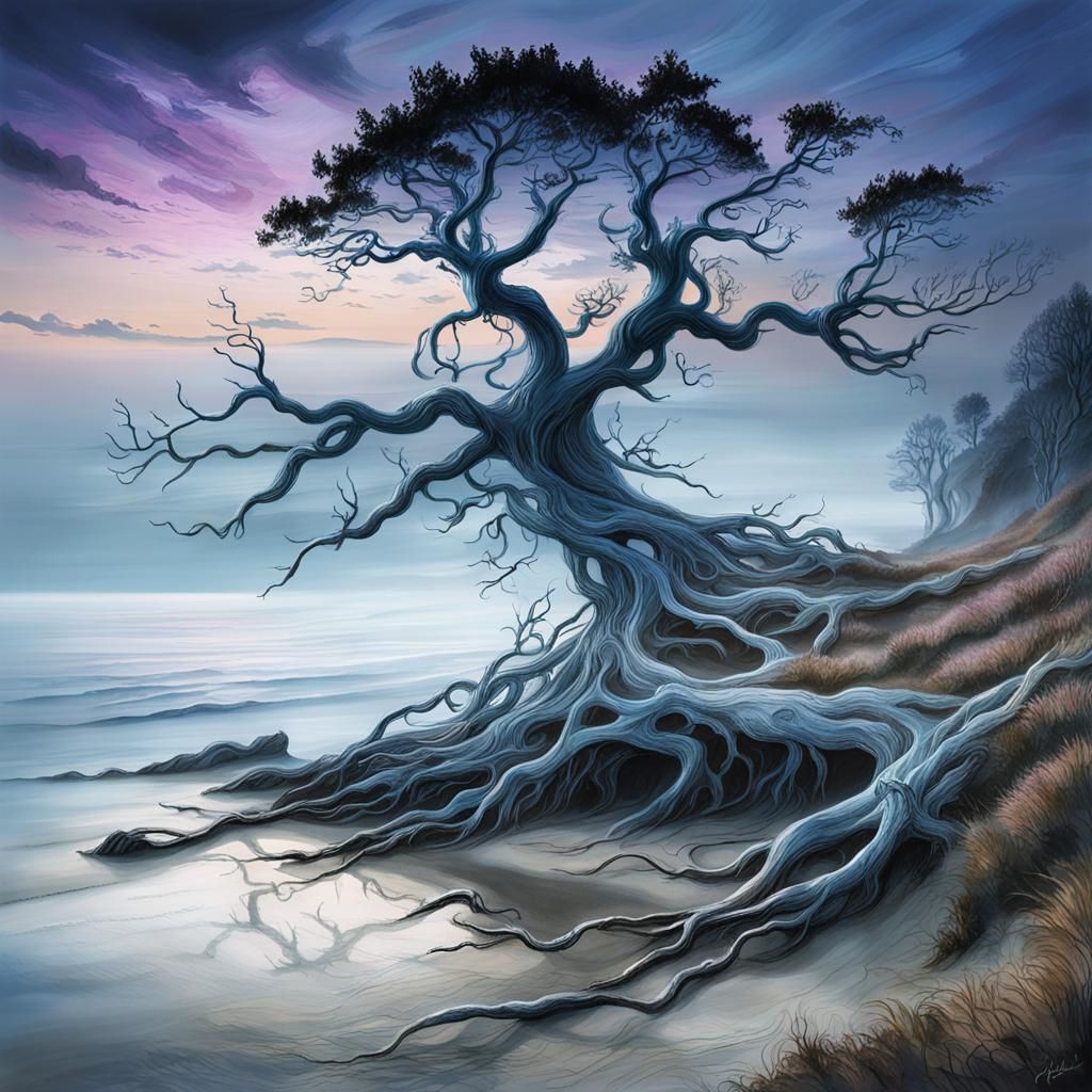 Rügen Chalk Coast at Sunset in Romantic Style