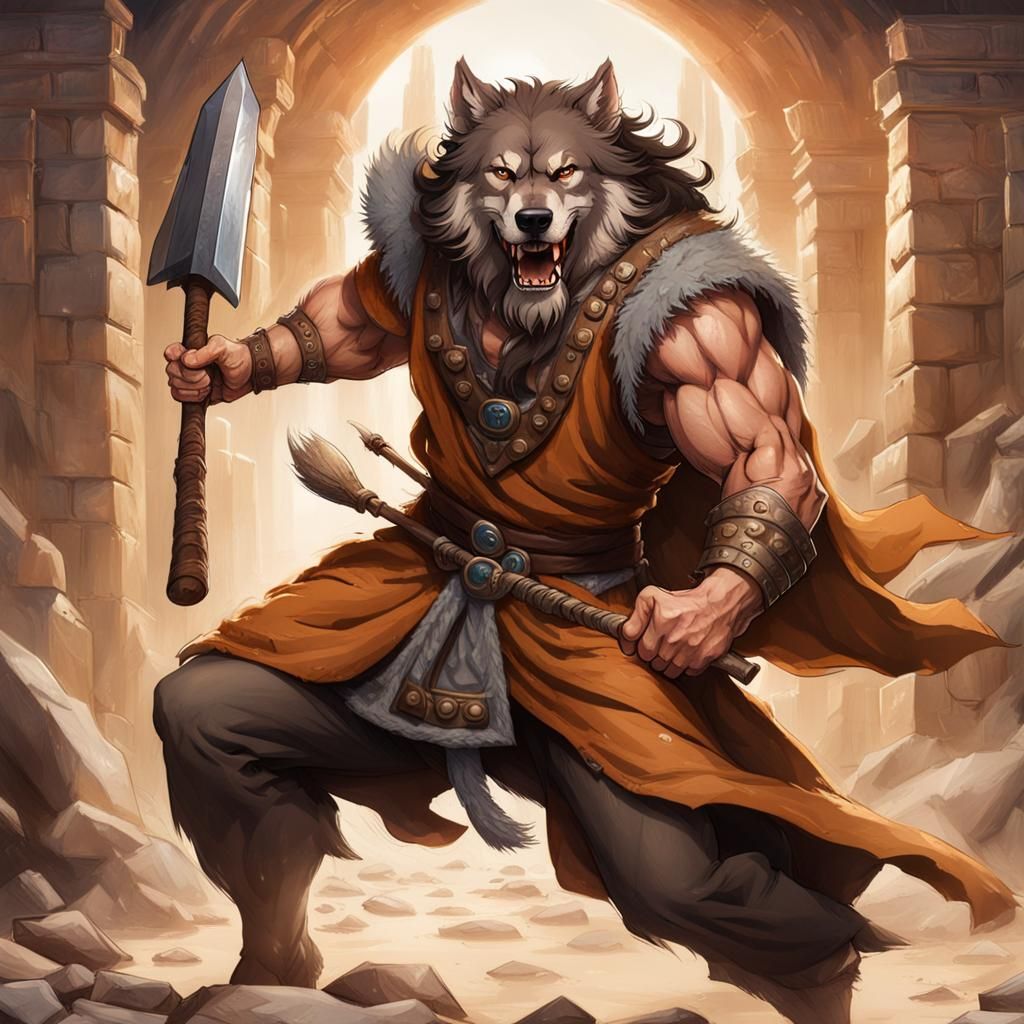 Muscular Hippy Battles Dungeon Door: Professional Portrait