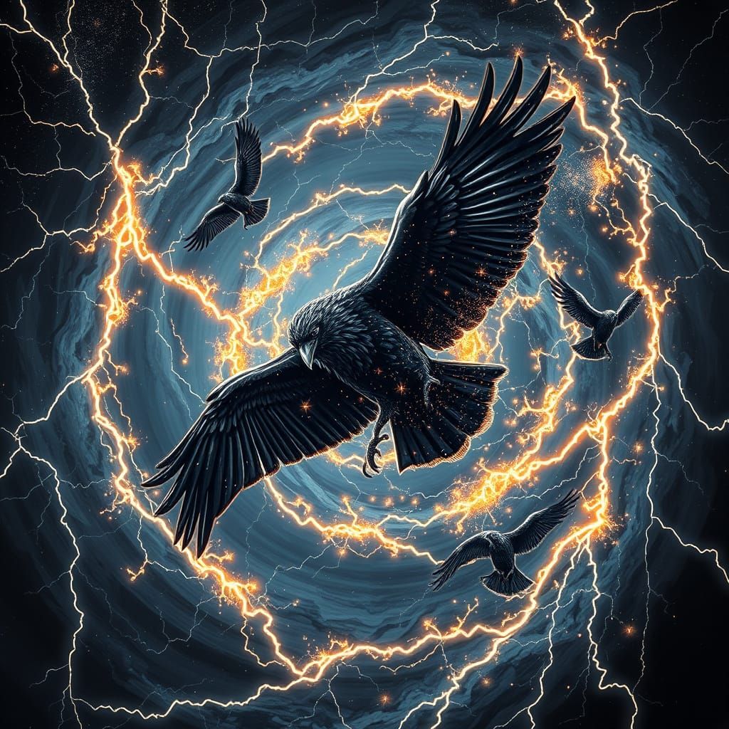 Odin's Vortex Collapse in Pointillist Style