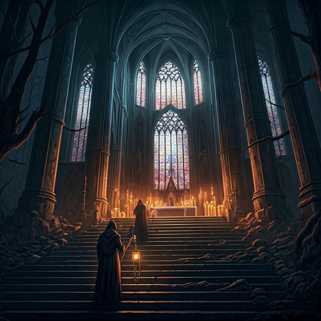 Dark Fantasy Cathedral in Cursed Forest