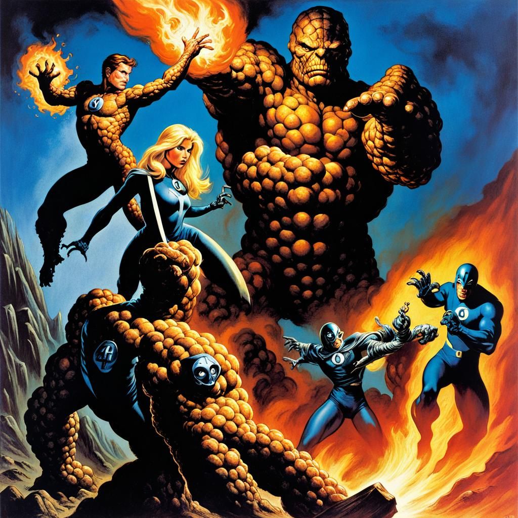 Fantastic Four in Dark Fantasy Style