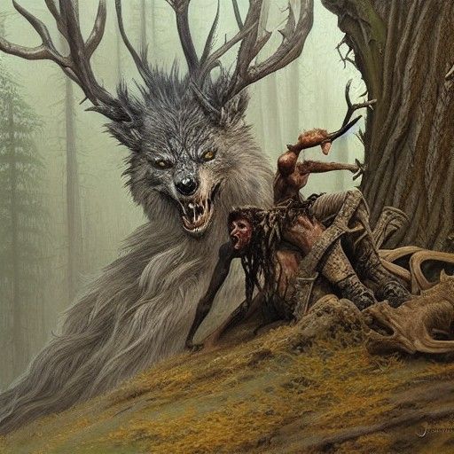 Schrat and Leshen in Oil Painting Style