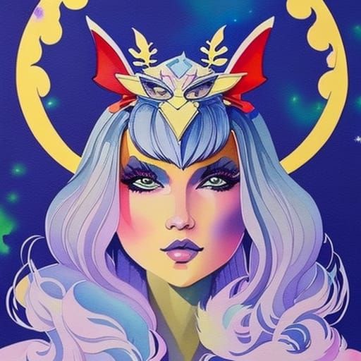 High Gothic Nekomimi Fairy Portrait in Gouache