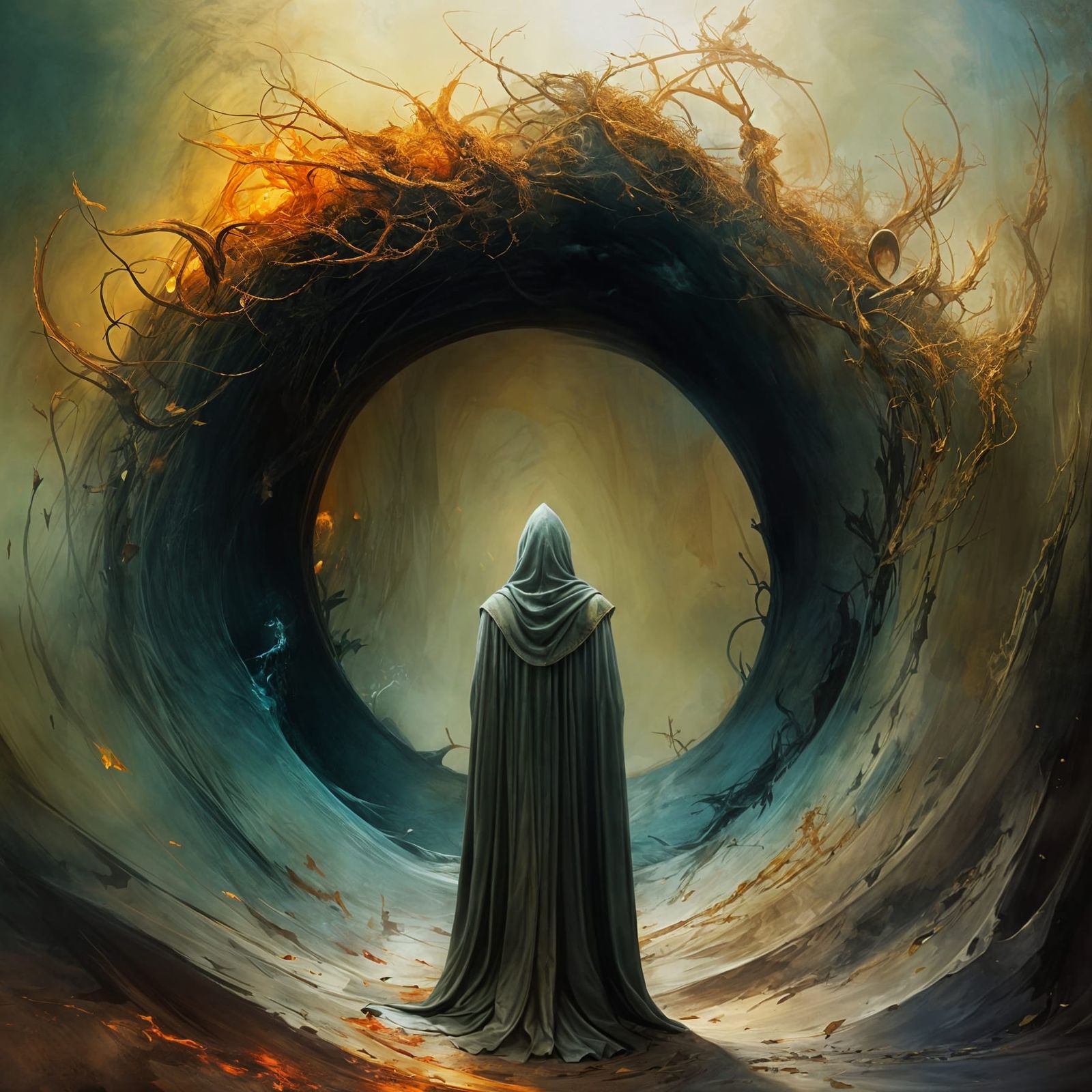 Chiaroscuro Volumetric Composition in Art Style