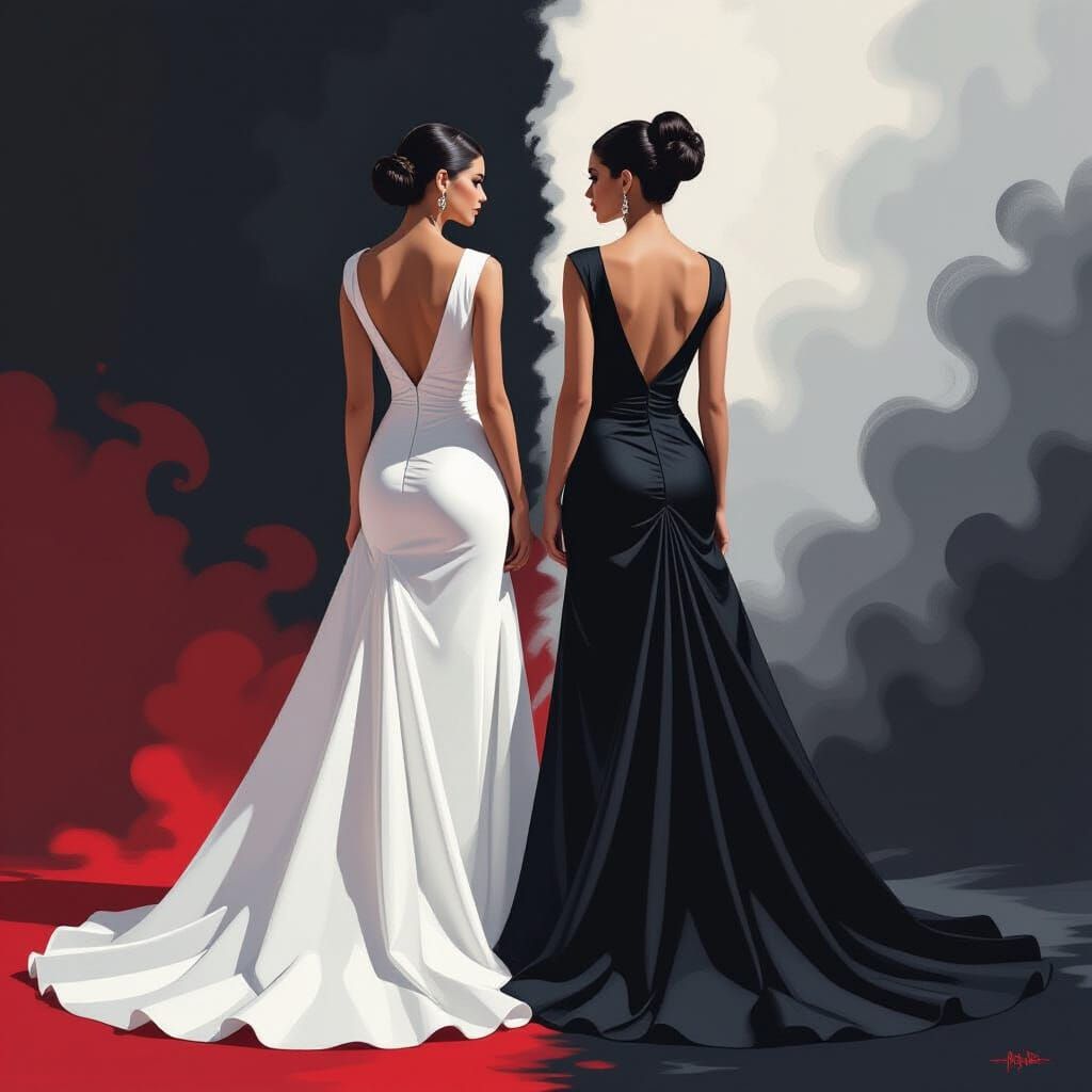 Good vs Evil Twins in Dramatic Lighting