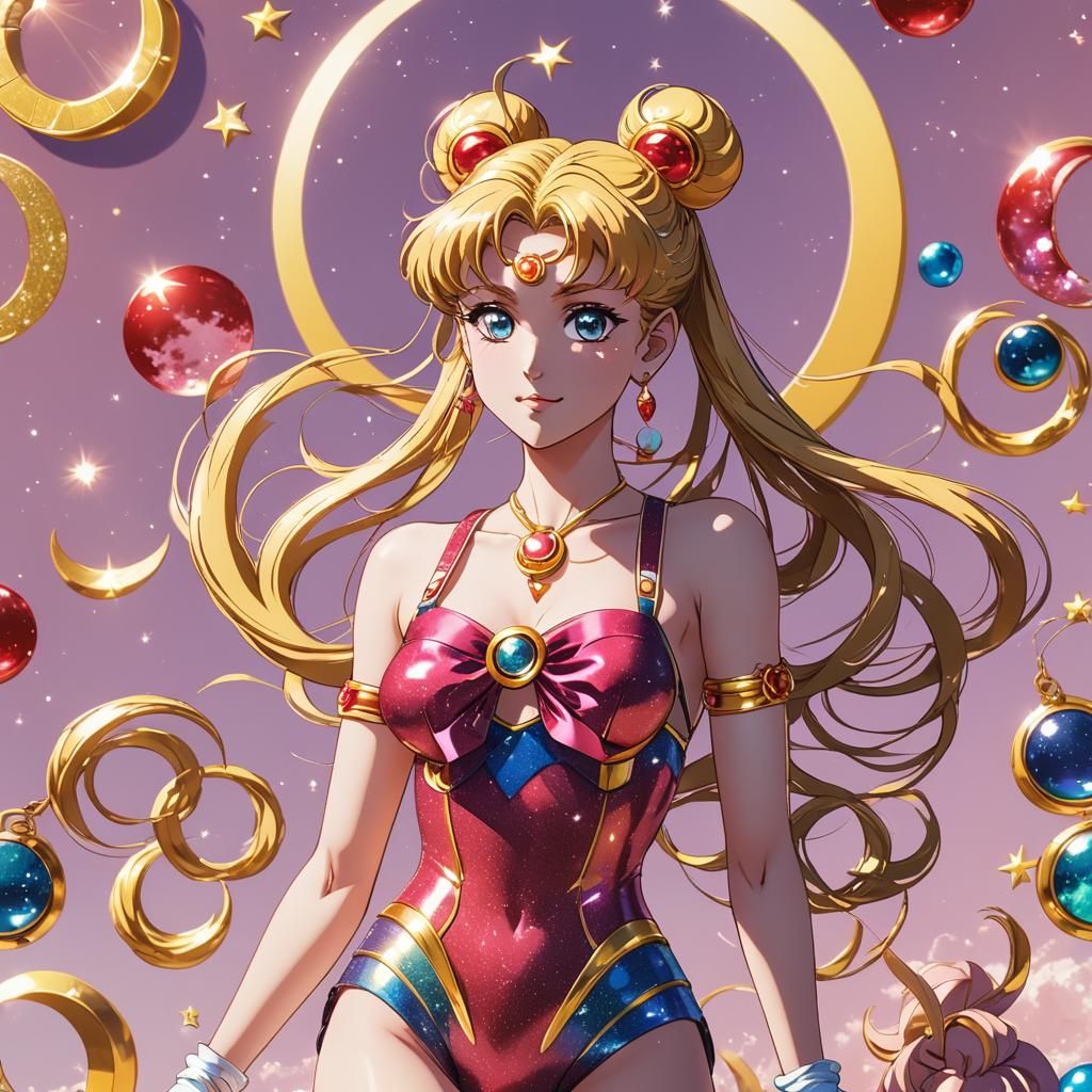 Sailor Moon in Japanese Swimsuit, Anime Style